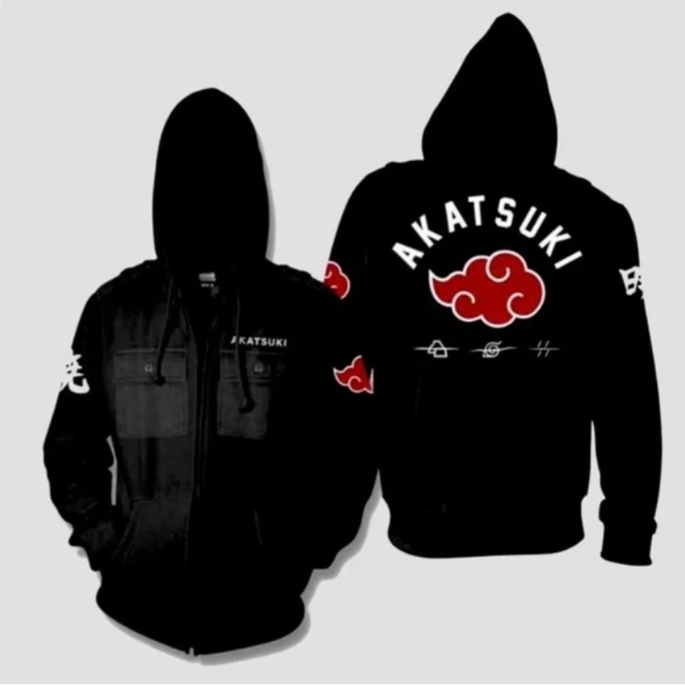 Naruto Shippuden Akatsuki Military Zip Hoodie XL